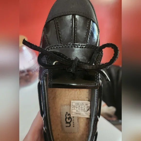 UGG Black Patent Leather Rain Lofers - Picture 5 of 6
